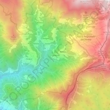 Carte topographique Vallepiana, altitude, relief
