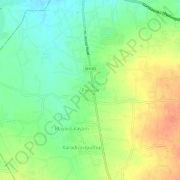 Carte topographique Paruvai, altitude, relief