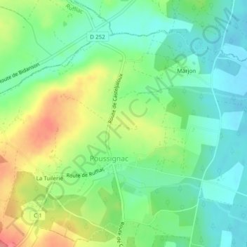 Carte topographique Samazeuilh, altitude, relief