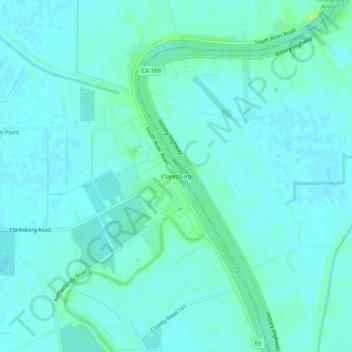 Carte topographique Clarksburg, altitude, relief
