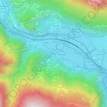 Carte topographique Montey, altitude, relief