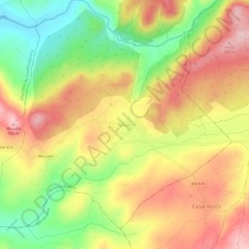 Carte topographique Antas, altitude, relief
