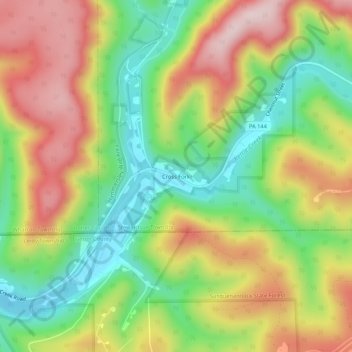 Carte topographique Cross Fork, altitude, relief