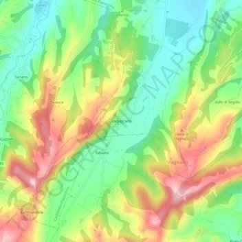 Carte topographique Badagnano, altitude, relief