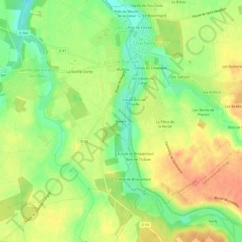 Carte topographique Rivière, altitude, relief