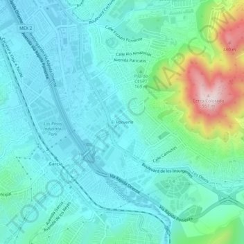 Carte topographique El Porvenir, altitude, relief