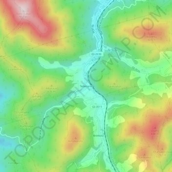 Carte topographique Telleriarte, altitude, relief