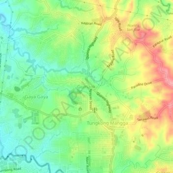 Carte topographique Gumaok, altitude, relief