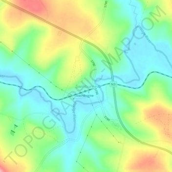 Carte topographique Swinburne, altitude, relief