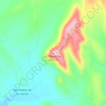 Carte topographique La Mancha, altitude, relief