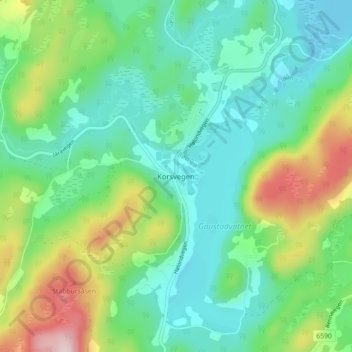 Carte topographique Korsvegen, altitude, relief