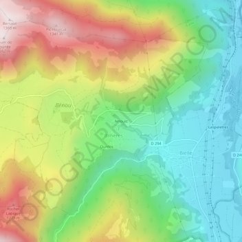Carte topographique Arroust, altitude, relief