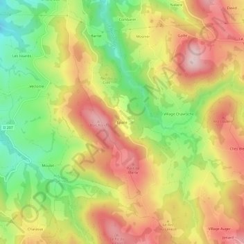 Carte topographique Épalle, altitude, relief