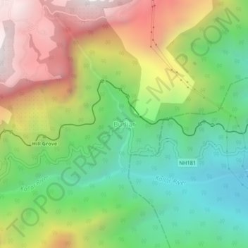 Carte topographique Burliar, altitude, relief