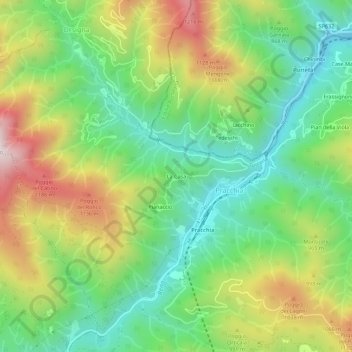 Carte topographique La Casa, altitude, relief