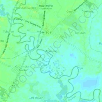 Carte topographique Malunang, altitude, relief