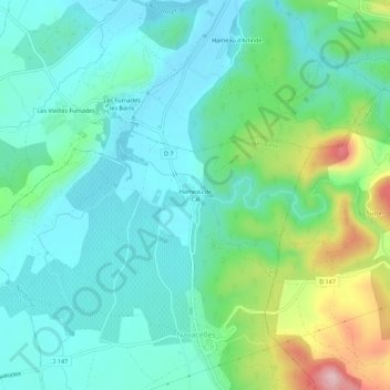 Carte topographique Hameau de Cal, altitude, relief