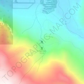 Carte topographique Curtain Falls, altitude, relief