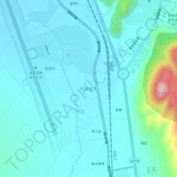 Carte topographique 阿卓康尼, altitude, relief