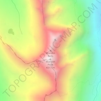 Carte topographique Maroon Bells, altitude, relief