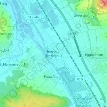 Carte topographique Neuses an der Regnitz, altitude, relief