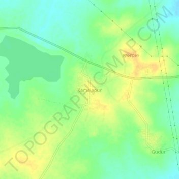 Carte topographique Kamalapur, altitude, relief