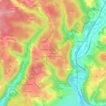 Carte topographique La Sauge, altitude, relief