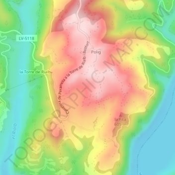 Carte topographique Planes de Polig, altitude, relief