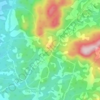 Carte topographique Nkomesse, altitude, relief