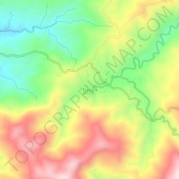 Carte topographique Tiagan, altitude, relief