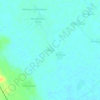 Carte topographique Sherpur, altitude, relief