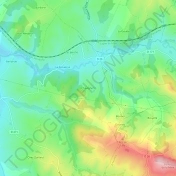 Carte topographique Chavignon, altitude, relief