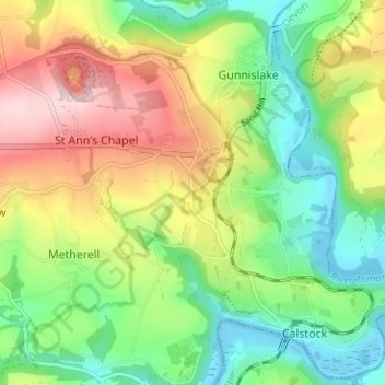 Carte topographique Albaston, altitude, relief