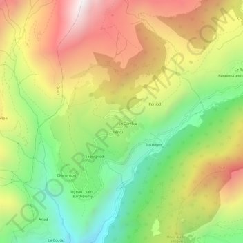Carte topographique Le Crêt, altitude, relief
