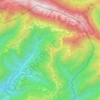 Carte topographique Prapotnizza, altitude, relief