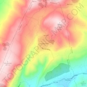 Carte topographique Casais Monizes, altitude, relief