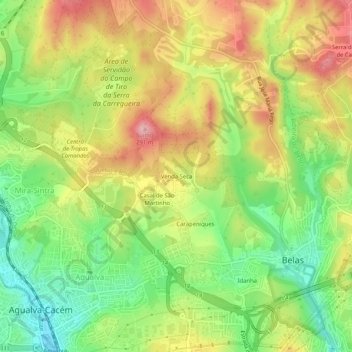 Carte topographique Venda Seca, altitude, relief