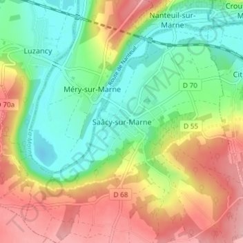Carte topographique Saâcy-sur-Marne, altitude, relief