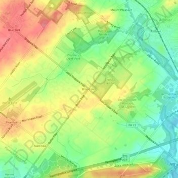 Carte topographique Broad Axe, altitude, relief