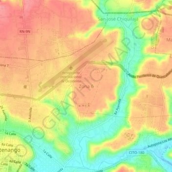 Carte topographique Zona 6, altitude, relief