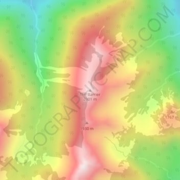 Carte topographique The Barrier, altitude, relief