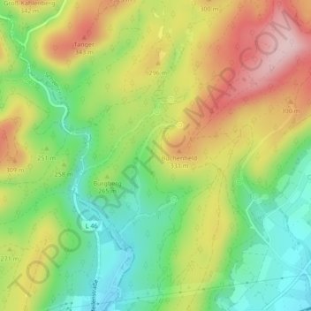 Carte topographique Kastelaun, altitude, relief
