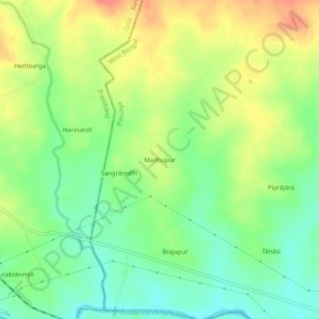 Carte topographique Madhupur, altitude, relief