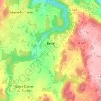 Carte topographique L'Être aux Mores, altitude, relief