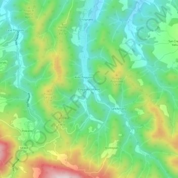 Carte topographique Poggiolo-Salaiole, altitude, relief