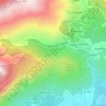 Carte topographique Baleone, altitude, relief