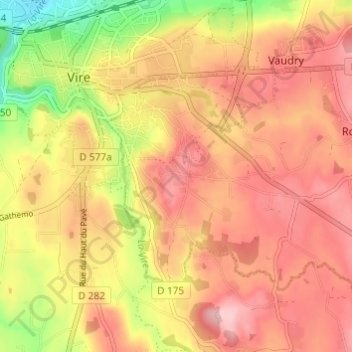 Carte topographique Les Hauts Vents, altitude, relief
