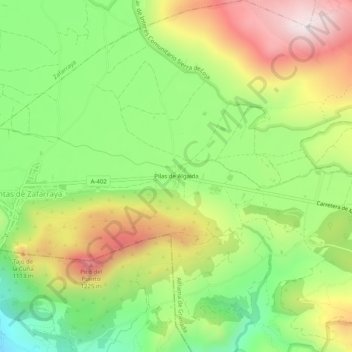 Carte topographique Pilas de Algaida, altitude, relief