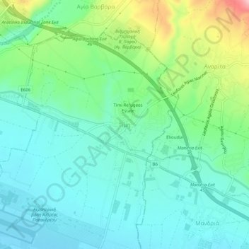 Carte topographique Τίμη, altitude, relief