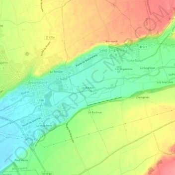 Carte topographique Le Battoir, altitude, relief